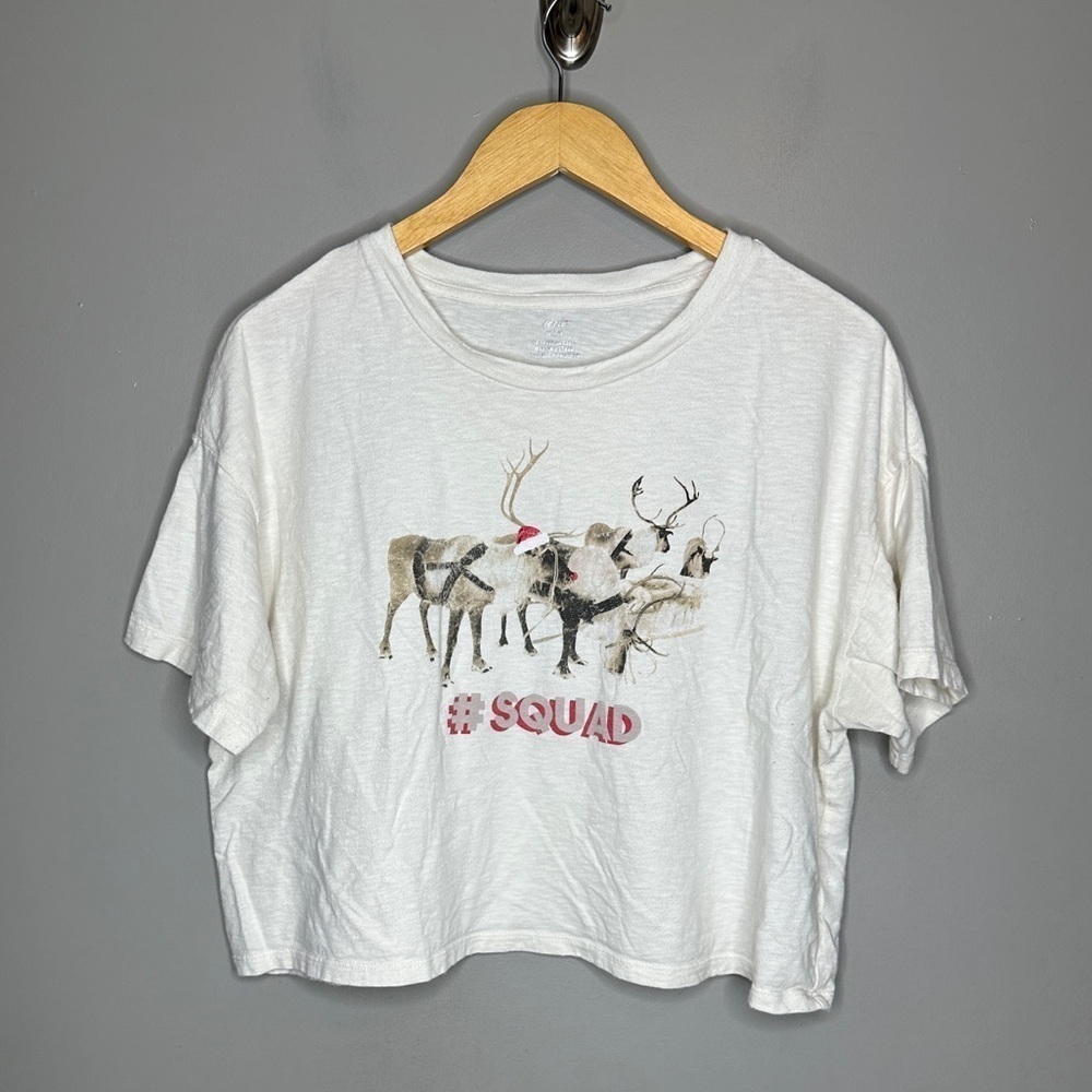 Aerie #squad reindeer Christmas cropped Tshirt